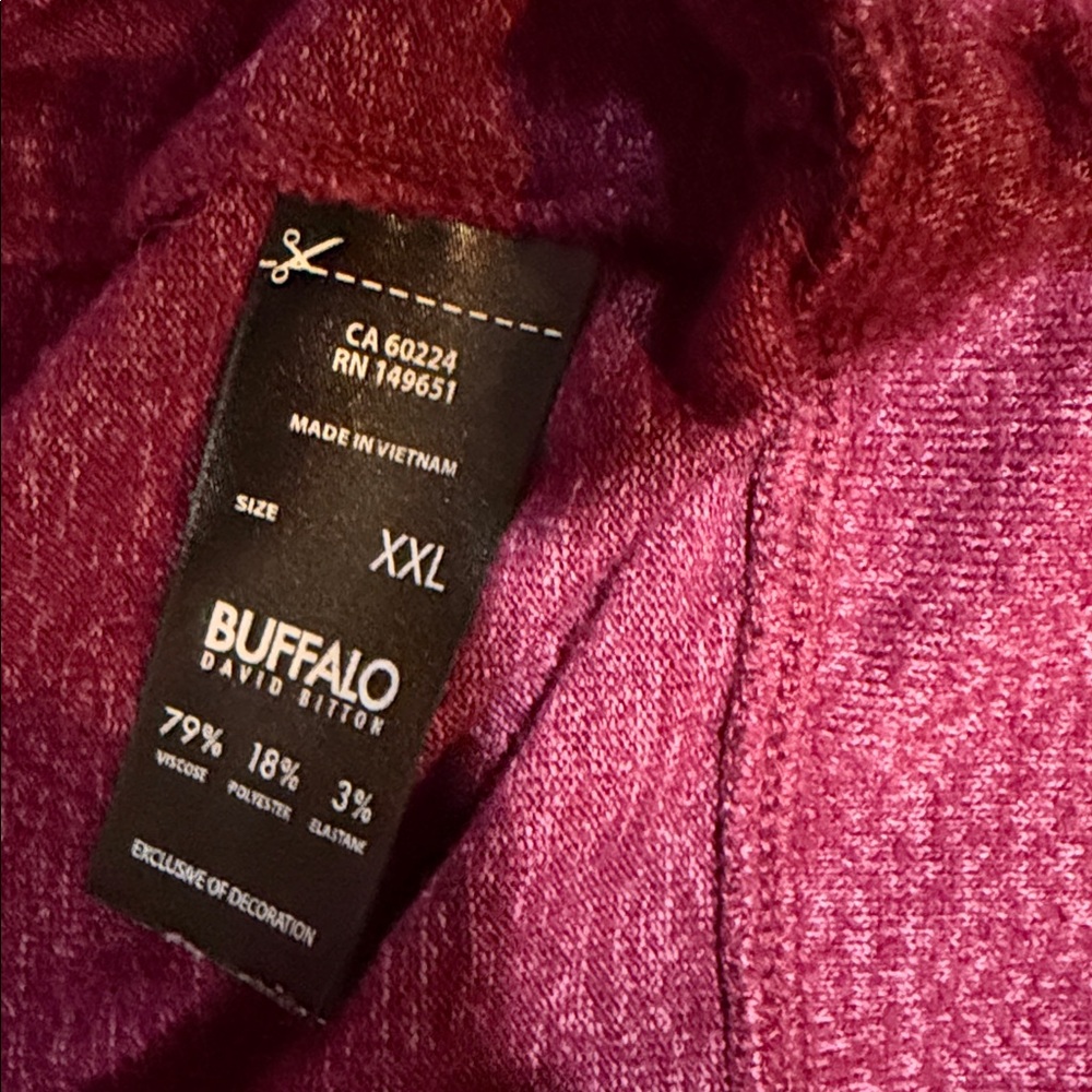 #421. 🪷 Buffalo David Bitton Heathered Plum Top xxl - Picture 5 of 7